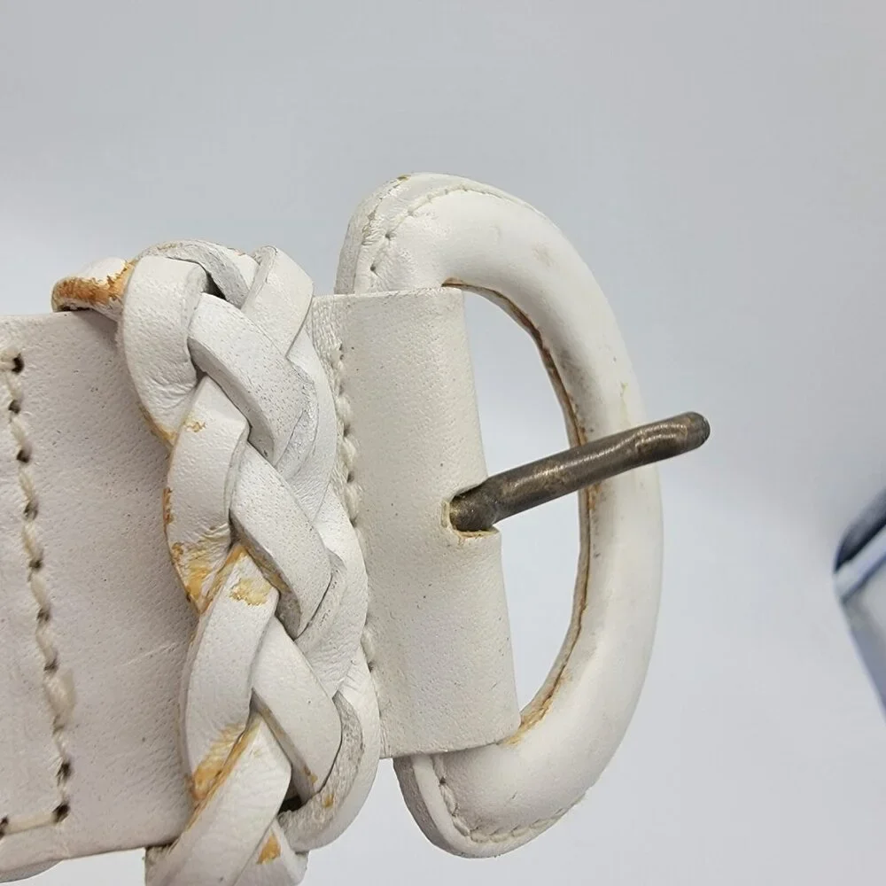Pair Of 80s Genuine Leather Braided Woven Women's Belts Sz M‎ 37
